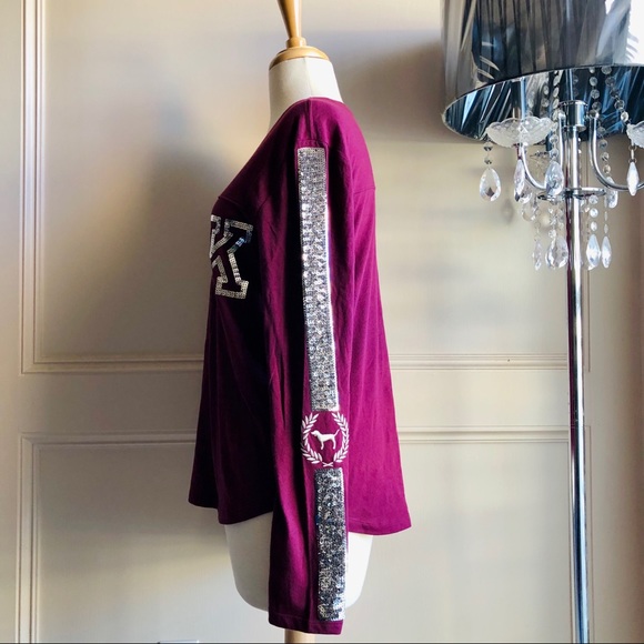 VS PINK Bling Maroon Long Sleeve Tee & Legging SET - Picture 4 of 16